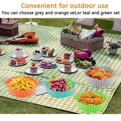 Anlige 2 Pack 8 Inch Air Fryer Silicone Liners, Silicone Air Fryer Basket, Pot Suitable For Insert 3 To 6 Qt Airfryer, Reusable Round Baking Tray Oven Accesories(Orange | Gray) -Kitchen Island Sale 61tj21uk9iL