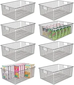MDesign Metal Wire Food Storage Basket Organizer With Handles For Organizing Kitchen Cabinets, Pantry Shelf, Bathroom, Laundry Room, Closets, Garage - Concerto Collection - 8 Pack - Soft Brass -Kitchen Island Sale 61ts7rtD4L. AC