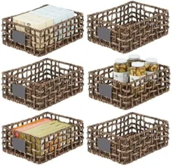 MDesign Hyacinth Open Weave Kitchen Cabinet Pantry Basket With Built-in Chalkboard Label For Organizing Kitchen Pantry, Cabinet, Cupboard, Shelves - Holds Food, Drinks, Snacks, 6 Pack - White Wash 16 MDesign Hyacinth Open Weave Kitchen Cabinet Pantry Basket With Built-in Chalkboard Label For Organizing Kitchen Pantry, Cabinet, Cupboard, Shelves - Holds Food, Drinks, Snacks, 6 Pack - White Wash -Kitchen Island Sale 61vqPHprQrL. AC