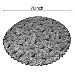 Black Lace Tablecloth Round Overlay With Spider Web And Mat For Halloween Party,Easter,Fireplace And Mantle Cover Decoration (Round 70", Black) -Kitchen Island Sale 61wnZbie7zL