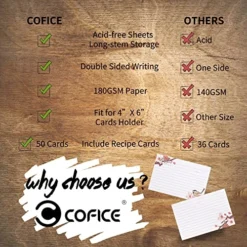 Recipe Cards 4x6 Inch, Cut Thicken Card Stock Double Sided Recipe Cards, 50-Pack (Flower) -Kitchen Island Sale 61zO3GegOBL